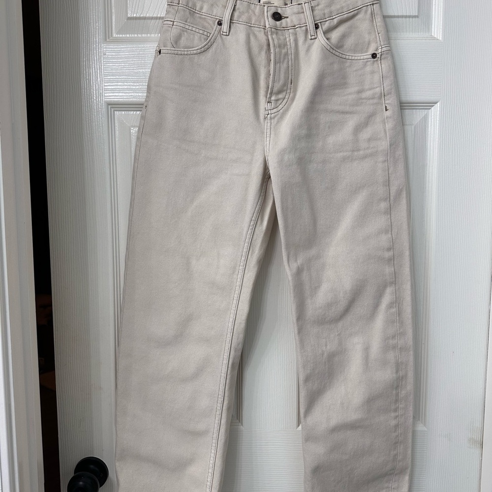 Free People We the Free Deep Trance Dropped Boyfriend Jean Casual Khaki NWOT 24 - Picture 5 of 6